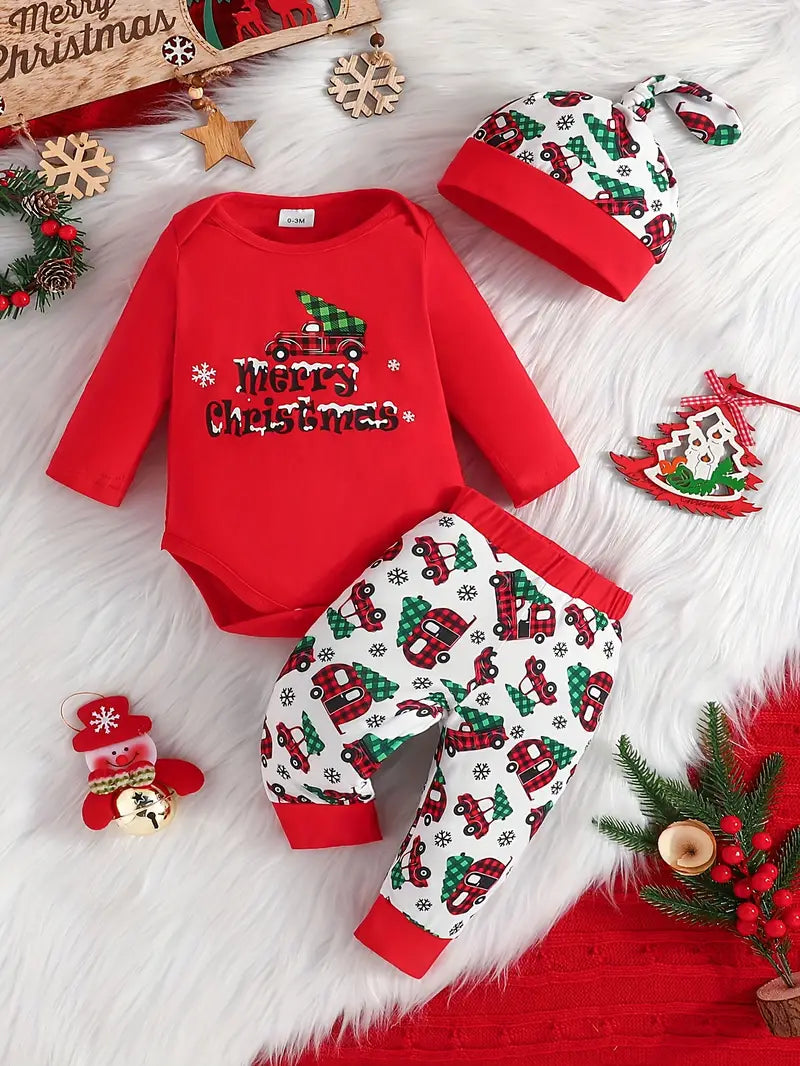 Ensemble Rennes de Noel Rouge Bébé