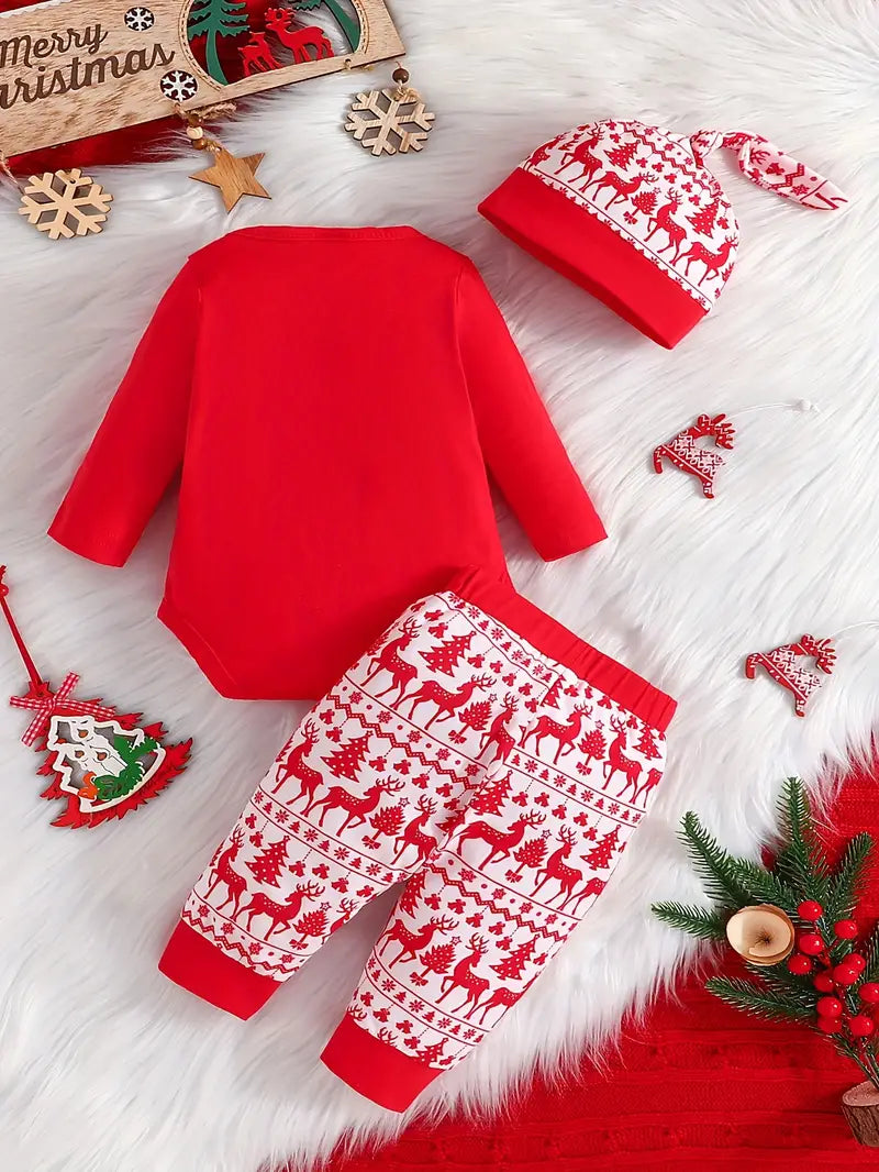 Ensemble Rennes de Noel Rouge Bébé