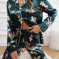 Ensemble Pyjama en Soie Motifs Fleurs Noel Femme