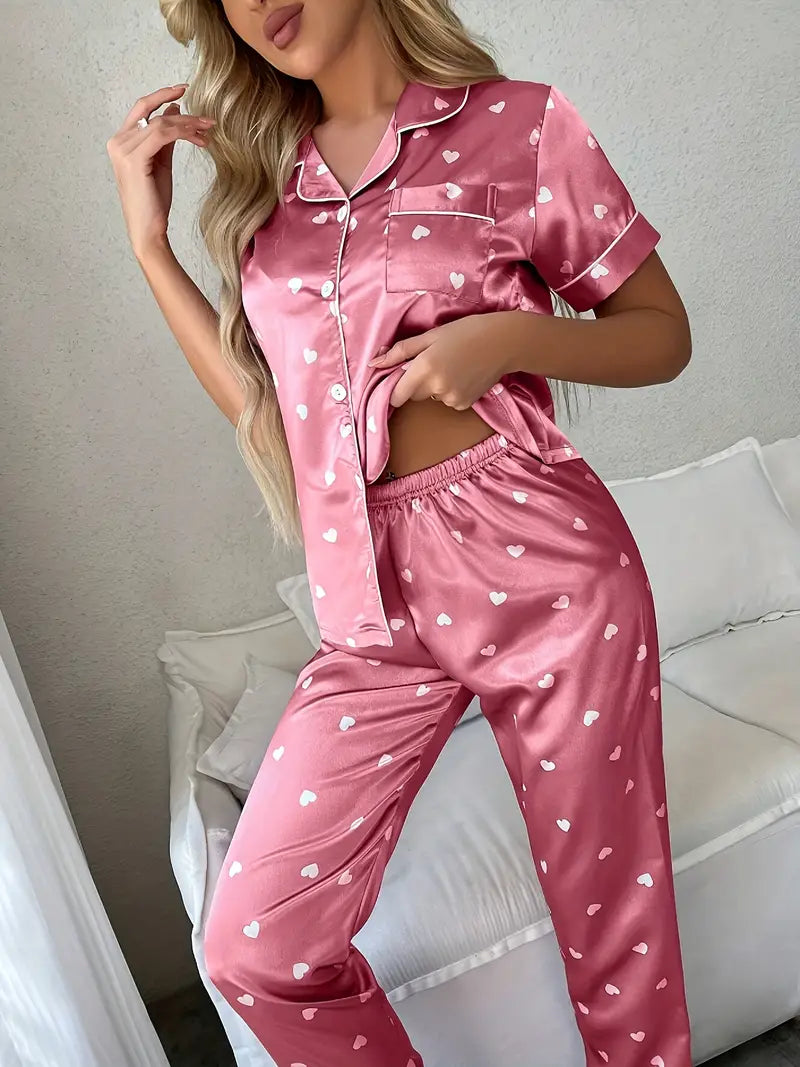 Pyjama Satin Rose Noel Femme