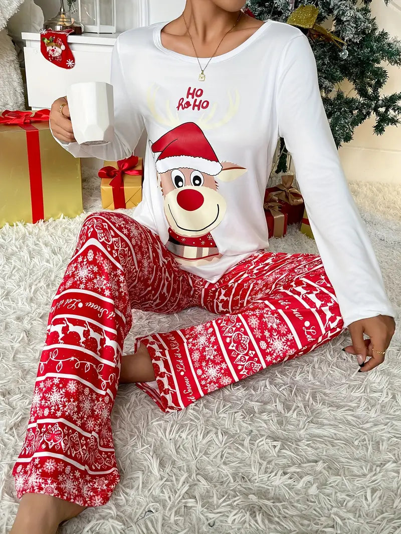 Pyjama Rouge et Blanc Renne Noel Femme