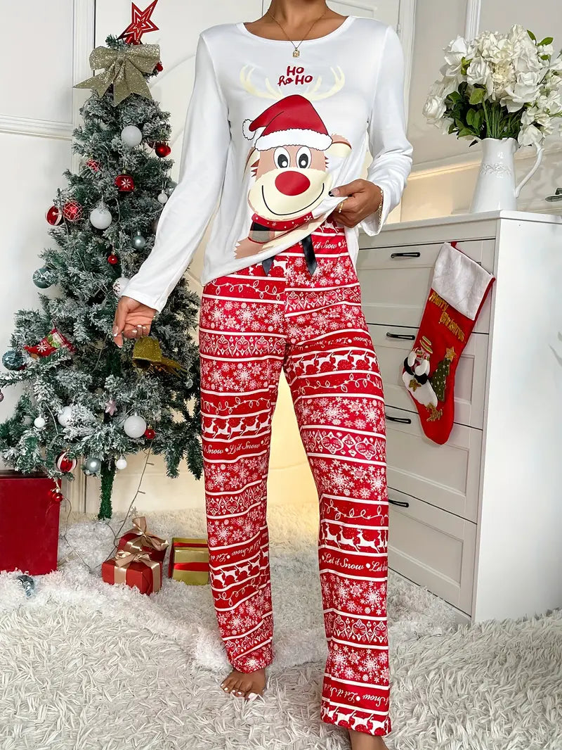 Pyjama Rouge et Blanc Renne Noel Femme