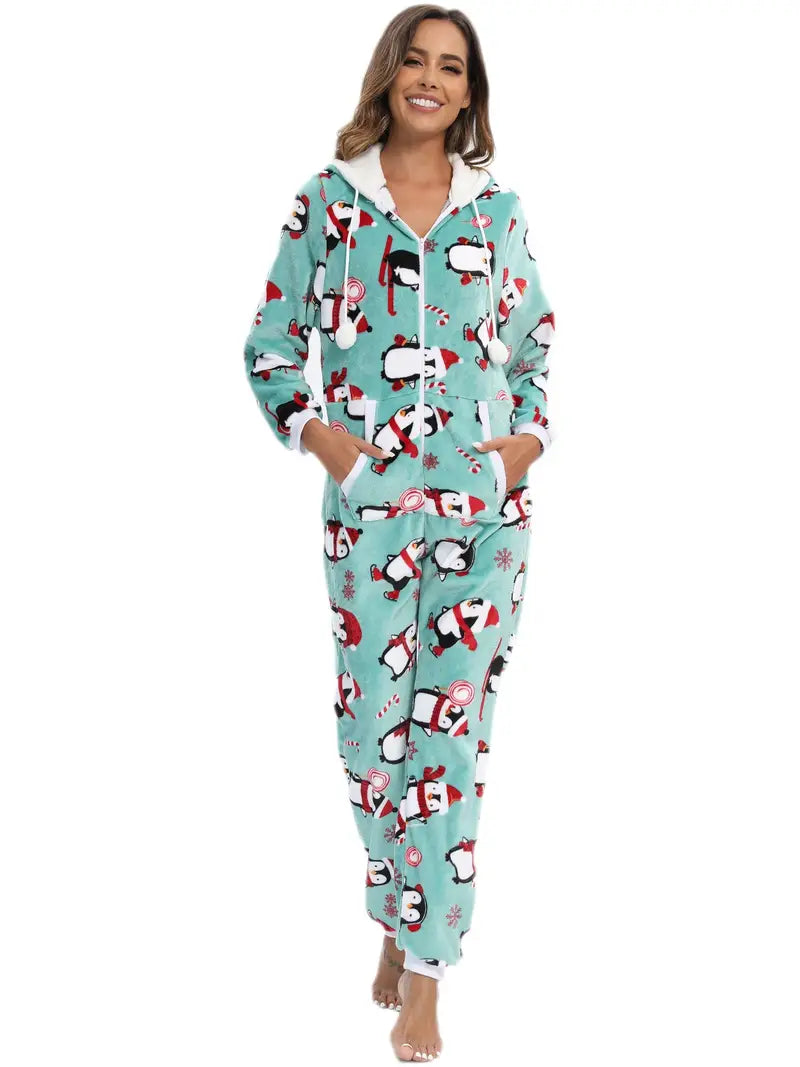 Combinaison Pyjama Femme Noel Motif Pingouins