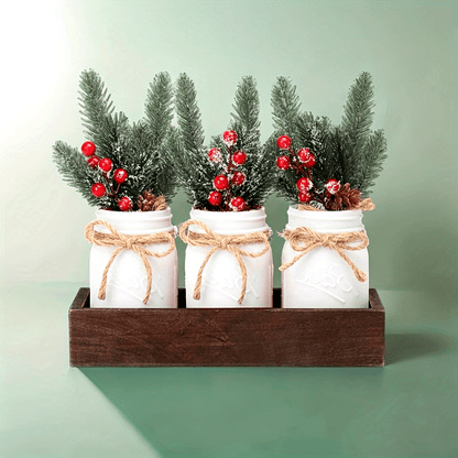 Déco Table de Noël avec Pot de Conifères