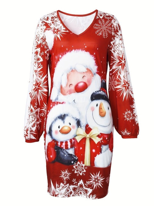 Robe Pull de Noel Imprimée Père Noel