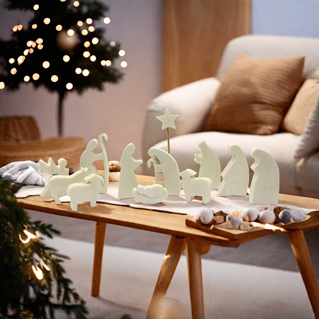 Ensemble de Crèche de Noël en Bois