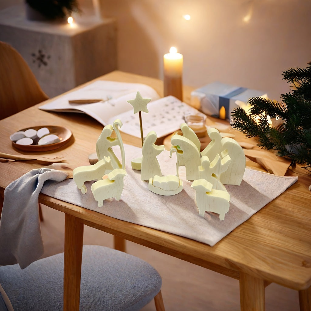 Ensemble de Crèche de Noël en Bois